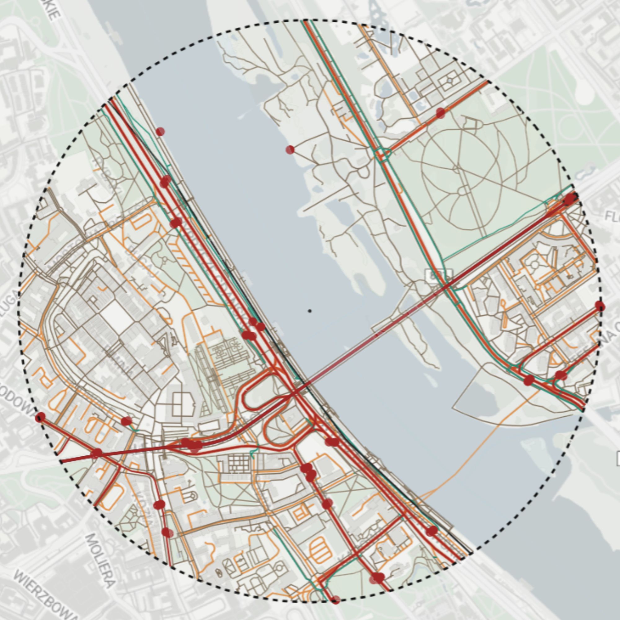 Site context diagram focused on roads, rail and transport connections